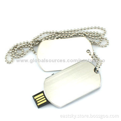 Dog Tag Style USB Flash Drive, COB Wafer, Fashionable, with Plug-and-play Function, Capacity of 64MB